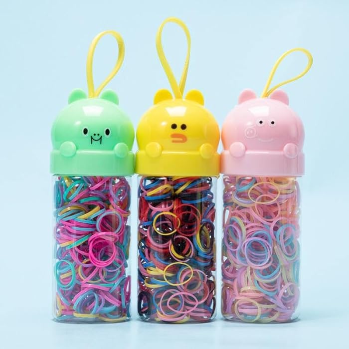 Cute Animal Hair Bands Container Set, 100 Pieces Colourful Elastic Hair Ties, Kids Hair Accessories - Image 2